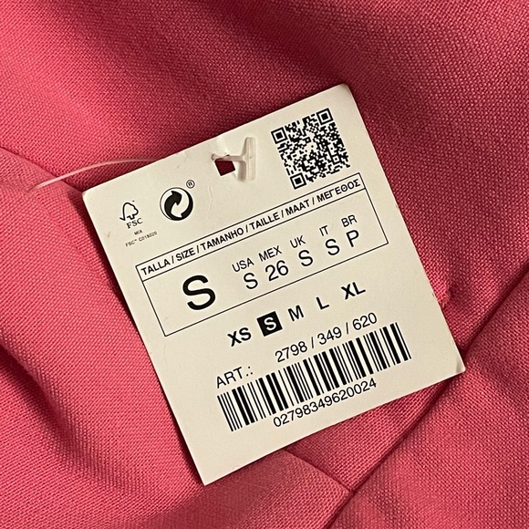 ZARA Basic High Waist Trousers - Bright Pink - Size S (NWT) - Picture 4 of 5